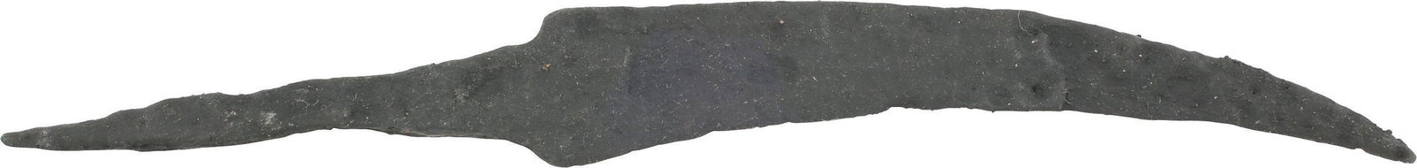 CELTIC SIDE KNIFE OR POUCH KNIFE 450-100 BC: 4 1/2” total length. Forged iron with the characteristically curved back, wedge section blade. They are slashing knives capable of cutting a man’s throat to the spine. As with the Vikings after th