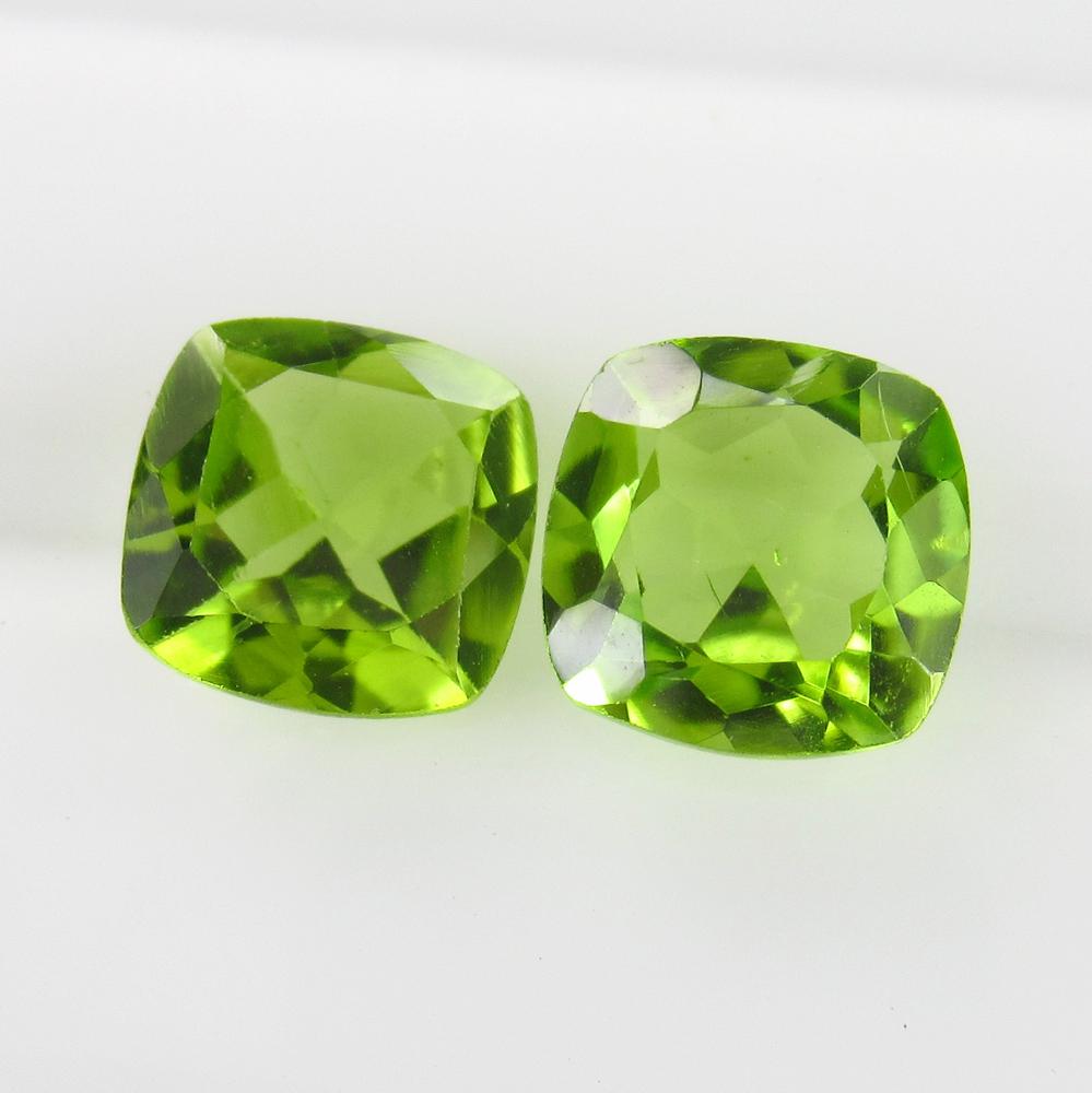 2.80 Ct Genuine Pakistan Peridot Cushion Pair (1 of 2)