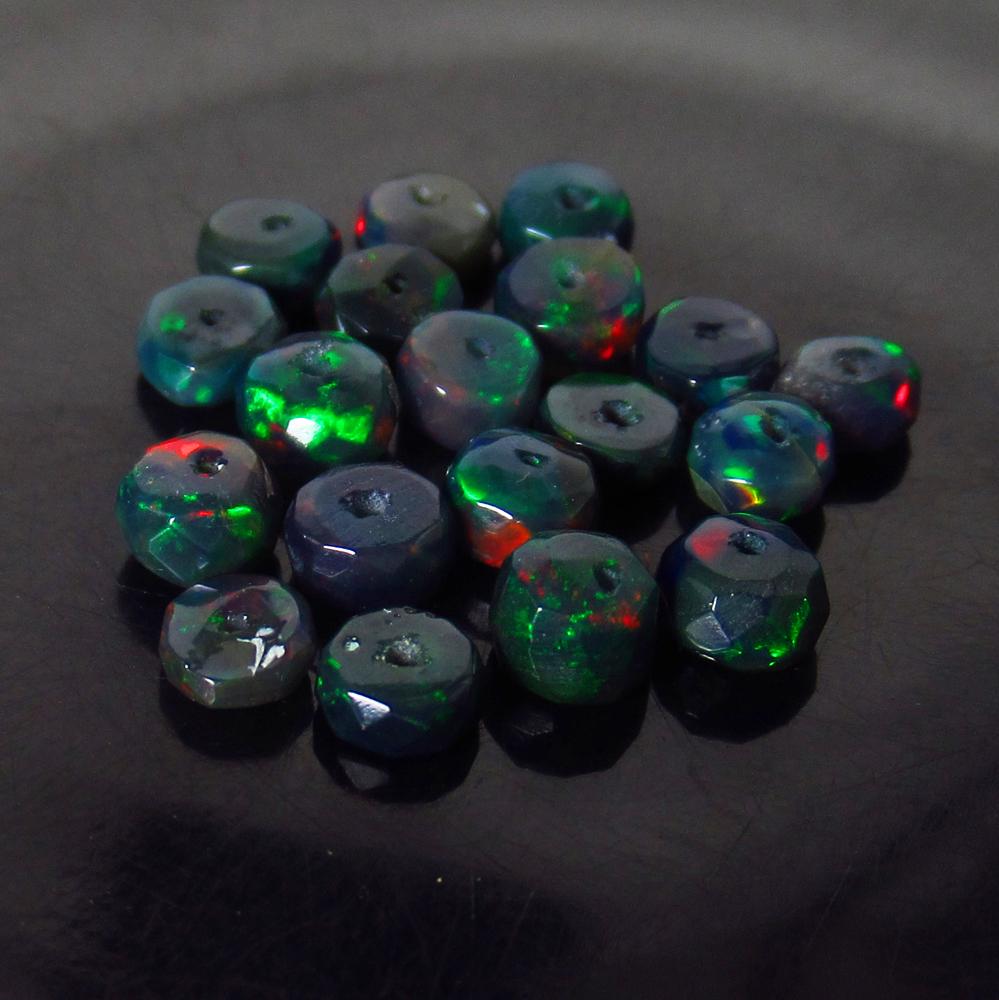 4.09 Ct Genuine 19 Drilled Faceted Black Opal Beads (1 of 2)