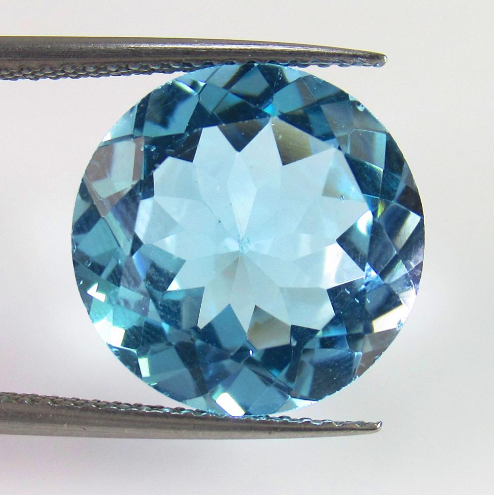 10.64 Ct Genuine Brazil Sky Blue Topaz Round Cut (1 of 2)