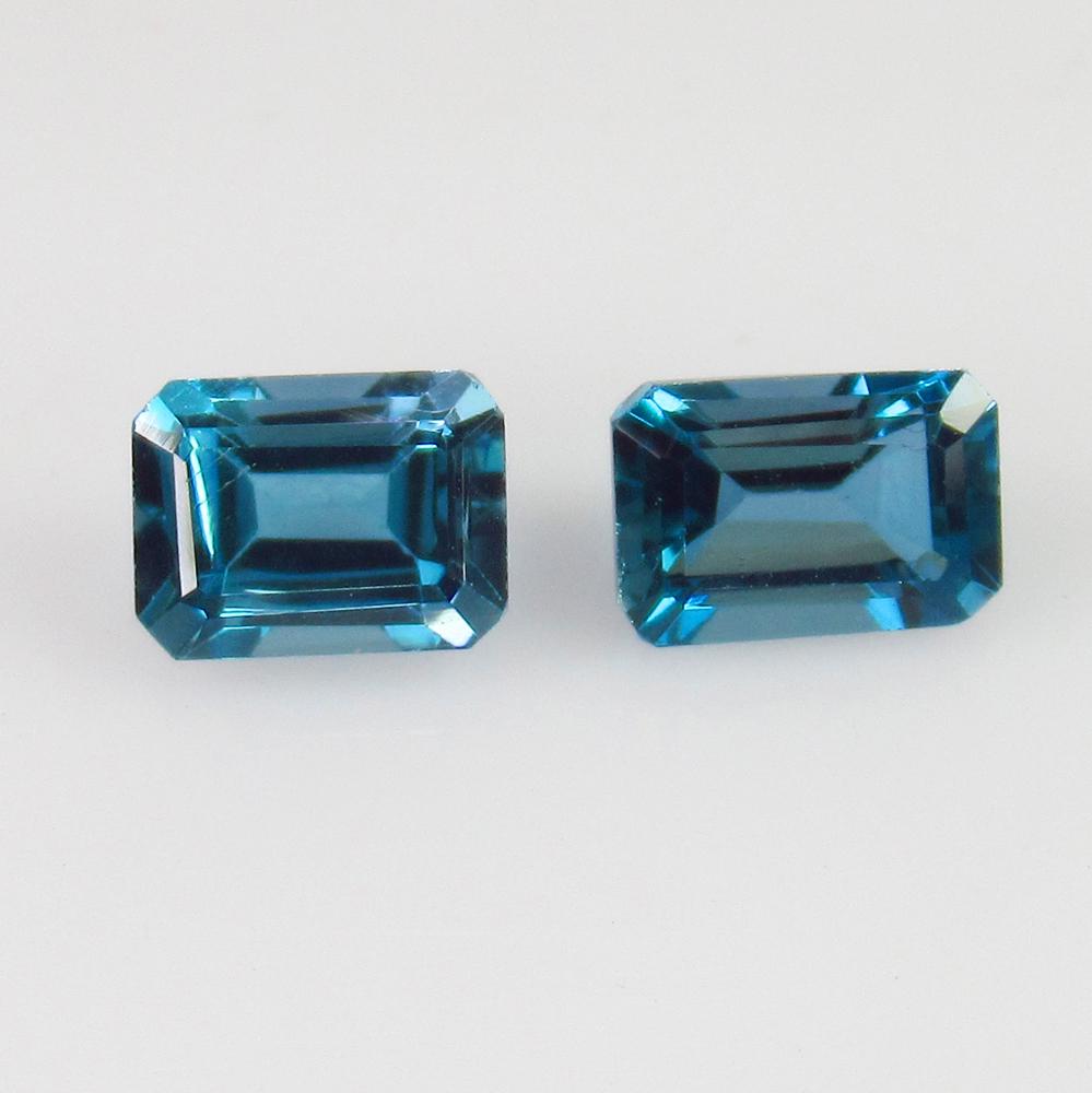 2.38 Ct Genuine London Blue Topaz Octagon Pair (1 of 2)