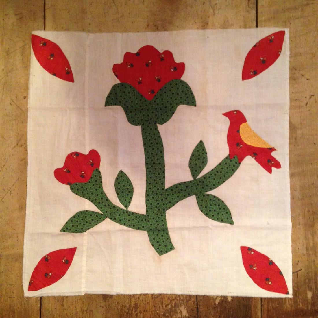 19thc Hand Appliquéd Quilt Square With Bird (1 of 5)