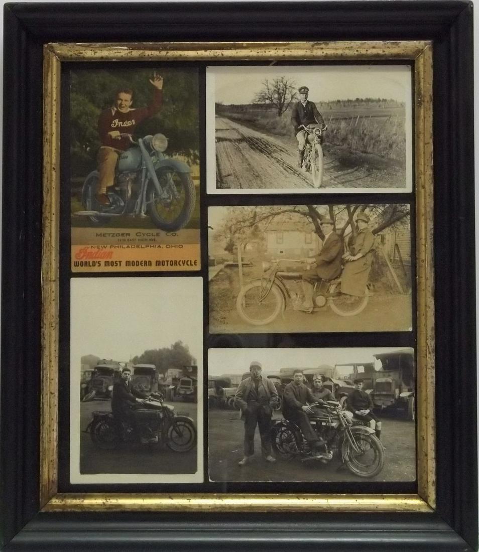 Framed Collage of Early 20th c/ Motorcycle Ad and (1 of 3)