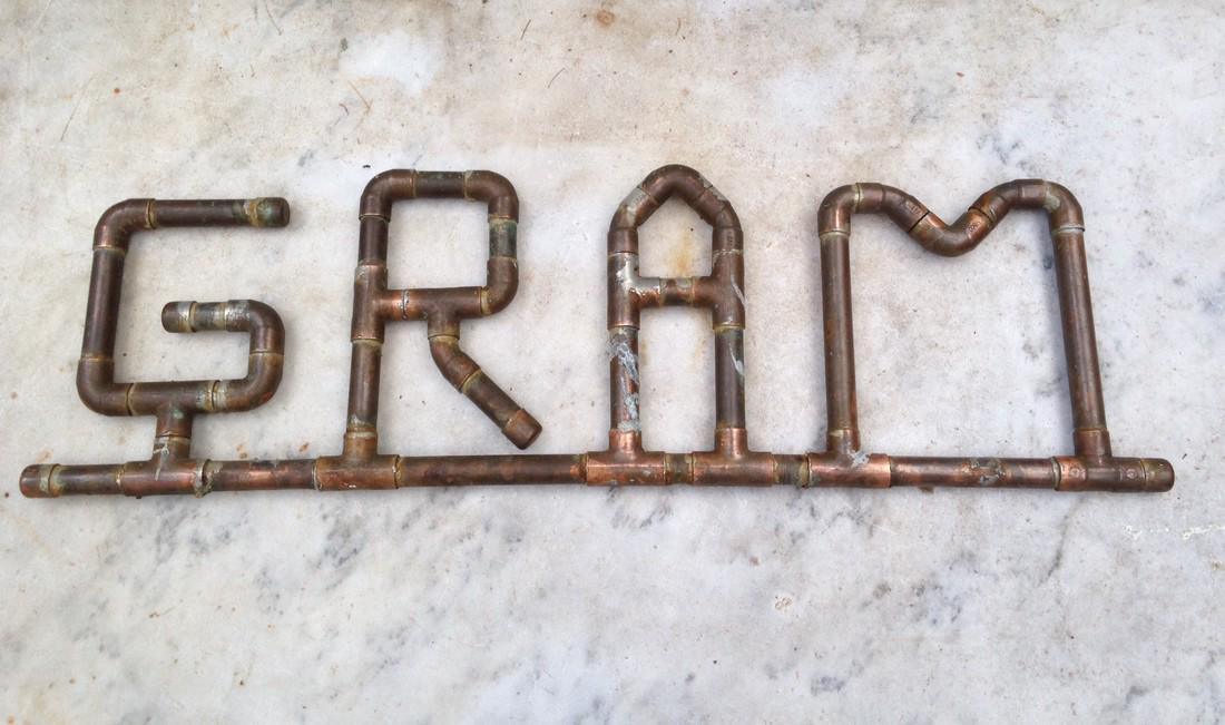 C1940 Folk Art Copper Tubing "gram" (1 of 5)