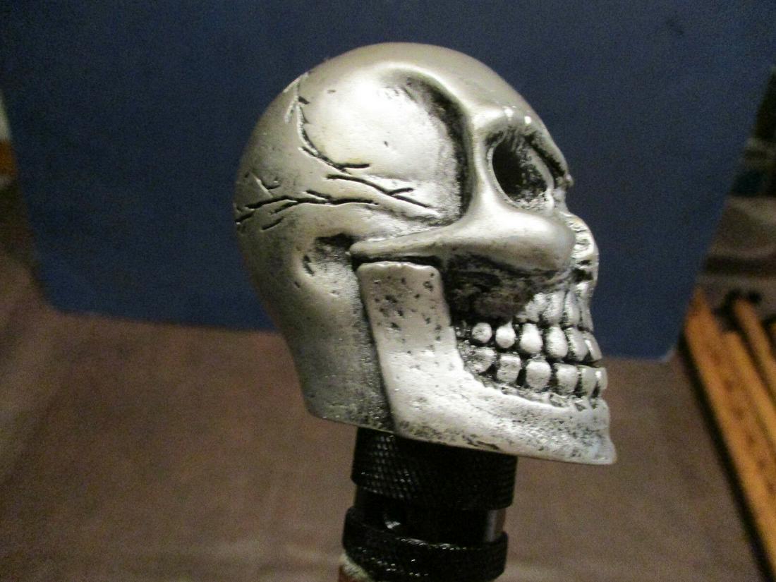 MW.674: VINTAGE ZOMBIE SILVER SKULL ON ASH WOOD WALKING (1 of 12)