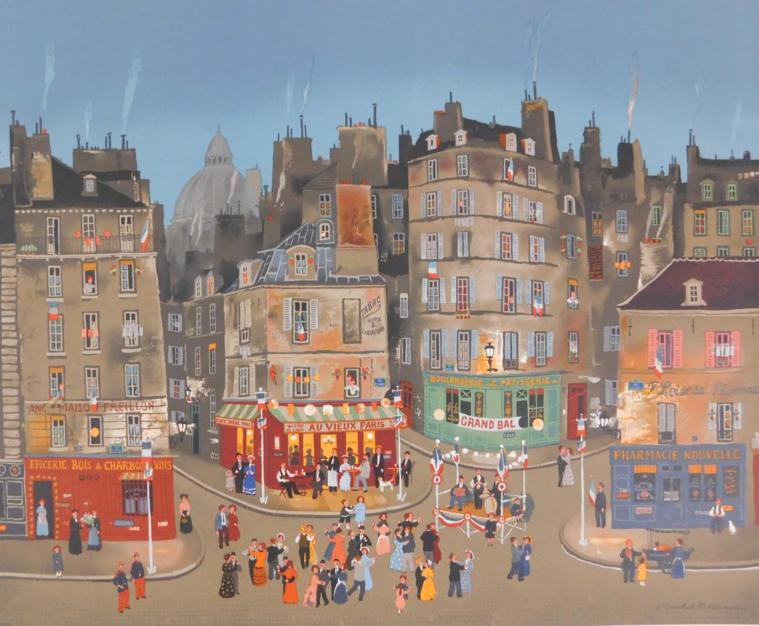 Au Vieux Paris: No Reserve! Title: Au Vieux Paris Maker: Michel Delacroix Origin: France Materials: Vellum paper Arches Dimensions: 56 x 76 cm Additional Information: Lithograph. Signed in the plate Shipping: Domest