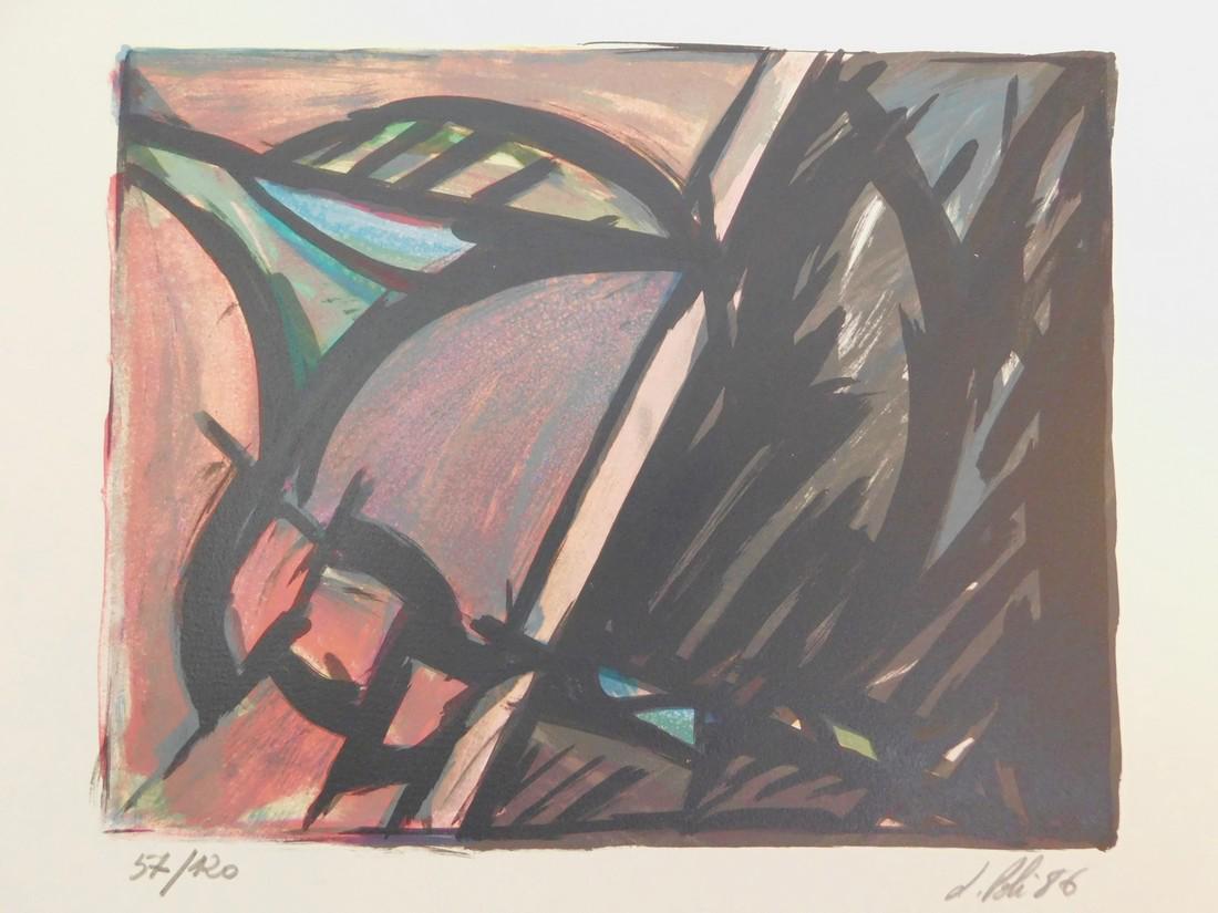 Composition IV: No Reserve! Title: Composition IV Maker: Jacques Poli Origin: France Materials: Vellum paper Dimensions: 31 x 44 cm Additional Information: Lithograph. Signed and numbered 120/47. Numbers on the photo