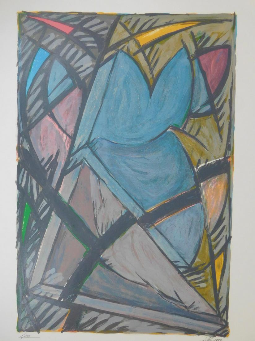 Composition I: No Reserve! Title: Composition I Maker: Jacques Poli Origin: France Materials: Vellum paper Arches Dimensions: 104 x 75 cm Additional Information: Lithograph. Signed and numbered. Numbers on the photo