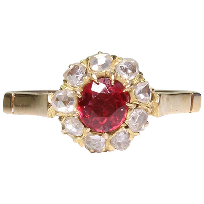 Antique Victorian 18 Karat Gold Diamond and Ruby Ring (1 of 9)