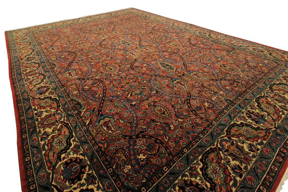 Rare Antique Persian Fine Dabir Kashan Rug Carpet Rust (1 of 11)