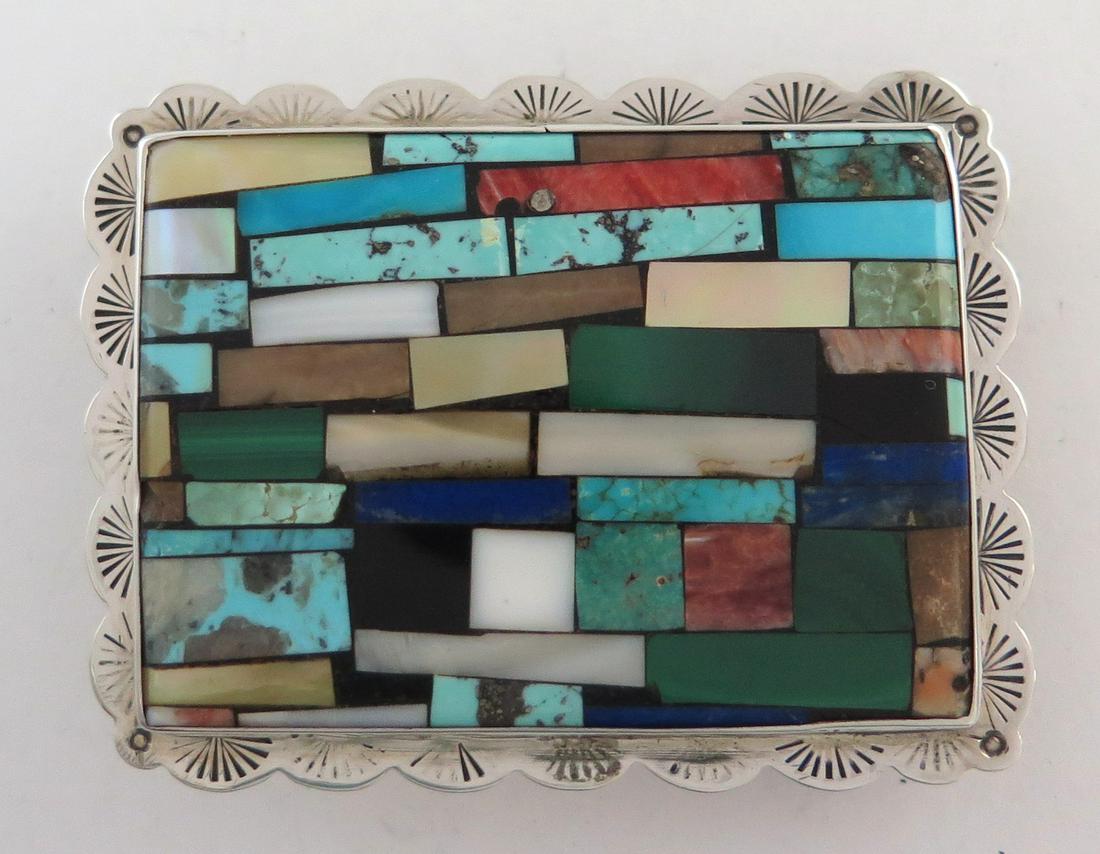 Incredible Sterling Silver Mosaic Belt Buckle for 1 & (1 of 5)