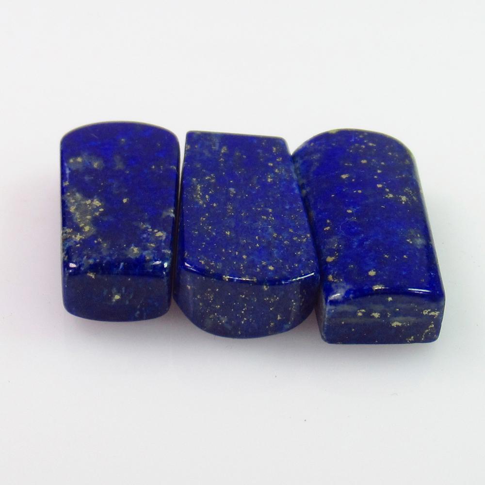 22.82 Ct Genuine 3 Drilled Blue Lapis Lazuli Fancy Cab: No Reserve! Title: 22.82 Ct Genuine 3 Drilled Blue Lapis Lazuli Fancy Cab Stone Clarity: Opaque Loose Gemstone: Natural Lapis Lazuli Carat Weights: 22.82 Size/Dimensions: 16.4x8.4 to 16.7x7.8 mm / 3 P