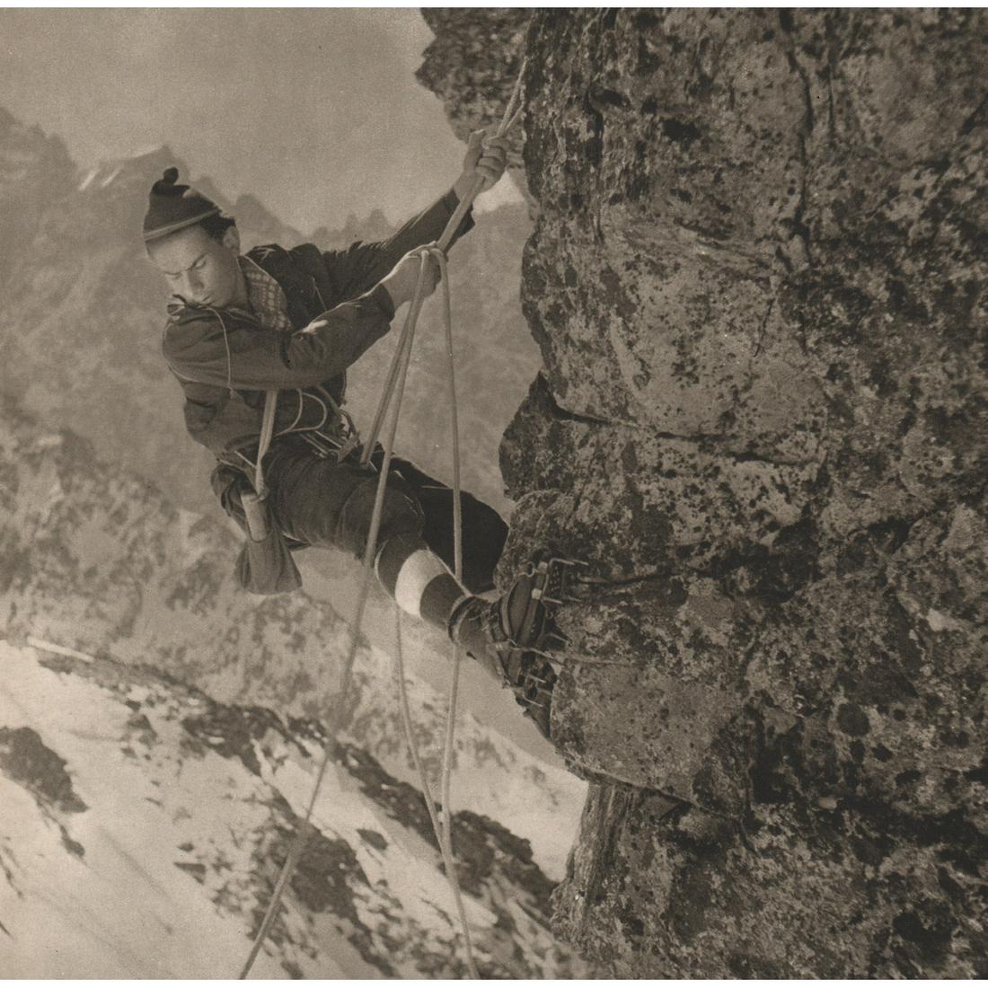 VILEM HECKEL - Climber above Cierna Javorova Valley: Artist: VILEM HECKEL Print Title: Climber above Cierna Javorova Valley Medium: Sheet-Fed Gravure Printing Date: 1950's Printed in Czechoslovakia Image Size approx: 11.5 X 9 inches Vilem Heckel (1918-1