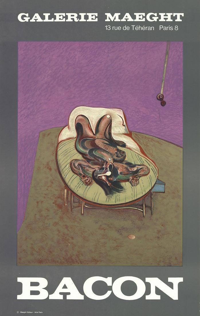 Francis Bacon: Personnage Couche: Personnage Couche by Francis Bacon, 1966 Unsigned Lithograph.Paper size is 28 x 17.5 inches, with an image size of 19.5 x 14.5 inches.The Lithograph is from an unknown edition size. and is not framed.