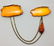 Vintage Amber Double Brooch with chain
