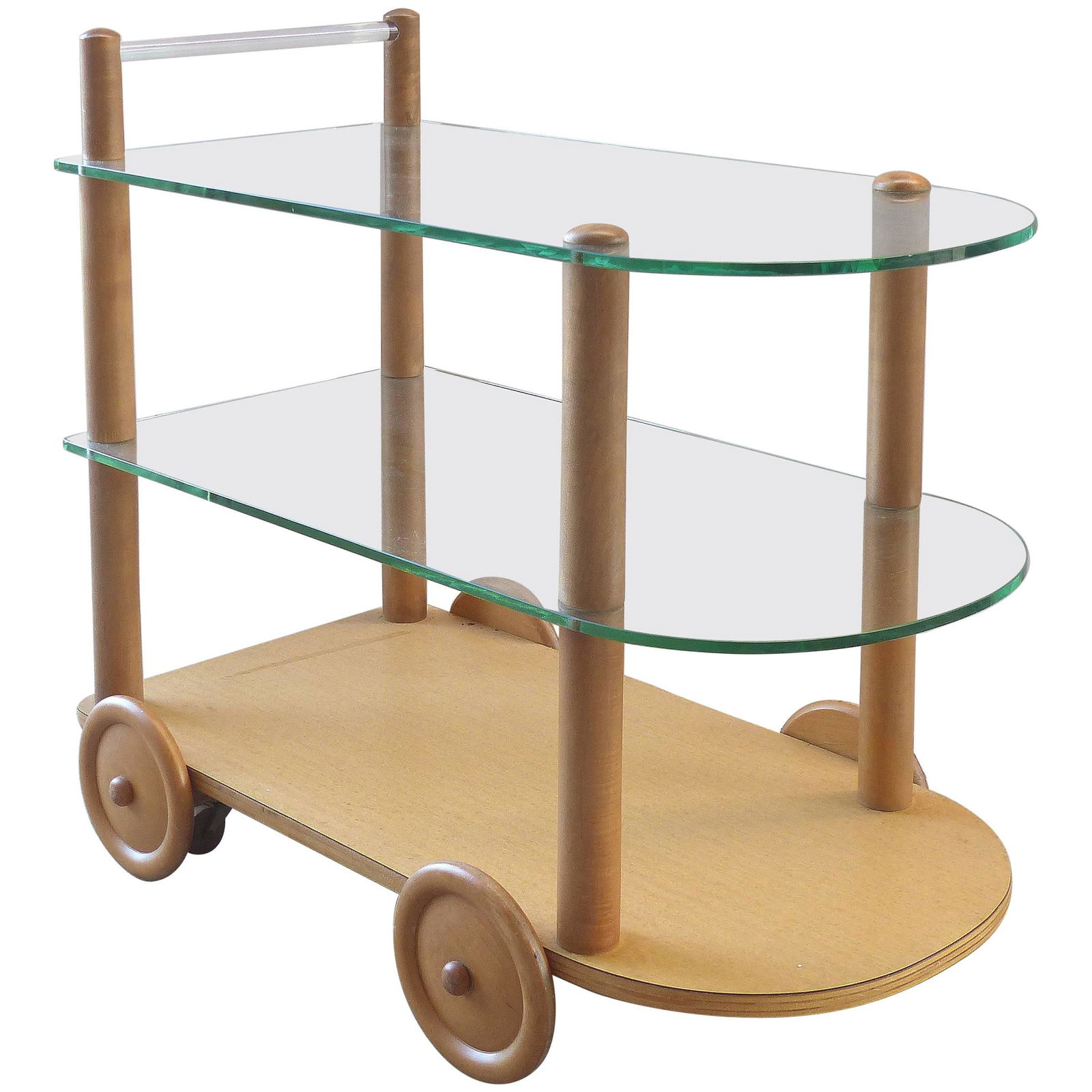 Gilbert Rohde 1940s Oak and Glass Two-Tier Bar Cart (1 of 10)