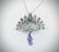 Peacock Pendant w Jade, Amethyst, Peridot, Citrine, CZs - 3