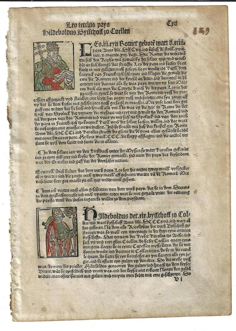 1499 Incunable from Chronicle Papal Woodcuts Koln (1 of 2)