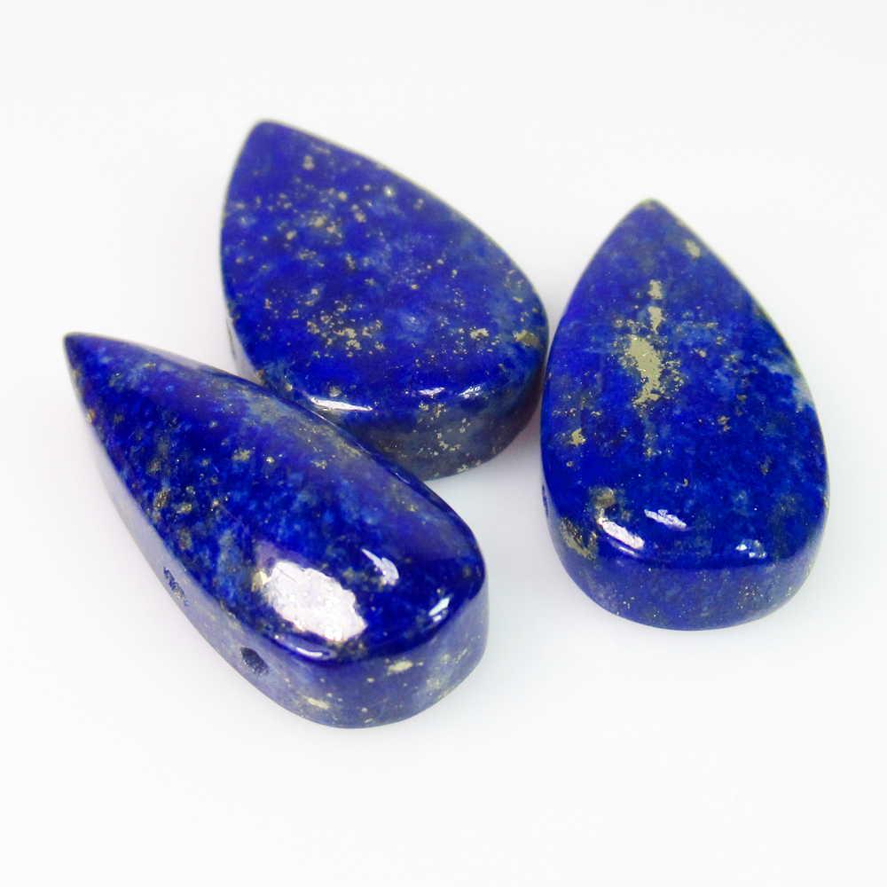 24.95 Ct Genuine 3 Drilled Blue Lapis Lazuli Pear Cab (1 of 2)
