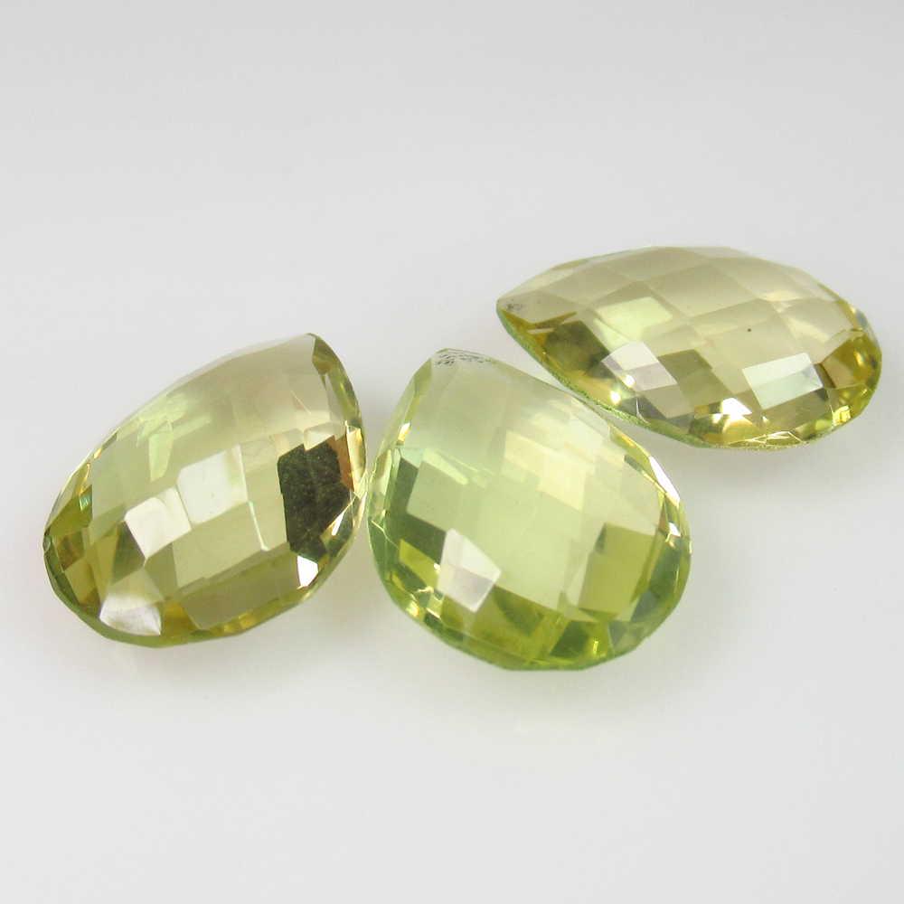12.70 Ct Genuine Lemon Quartz Pear Checkerboard Set: No Reserve! Title: 12.70 Ct Genuine Lemon Quartz Pear Checkerboard Set Stone Clarity: VVS Gemstones: Natuarl Lemon Quartz Carat Weights: 12.70 Size/Dimensions: 14.0x10.1 - 14.2x10.1 mm / 3 PC's Additi