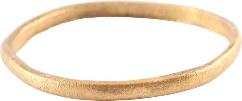 VIKING MAN’S WEDDING RING, 866-1067 AD: SIZE 8 3/4. Narrow band, 1.6mm, band with rounded face. It is thought that Viking warriors wore narrow rings to minimize interference with the grip of their weapons. Archaeologically undecided at this