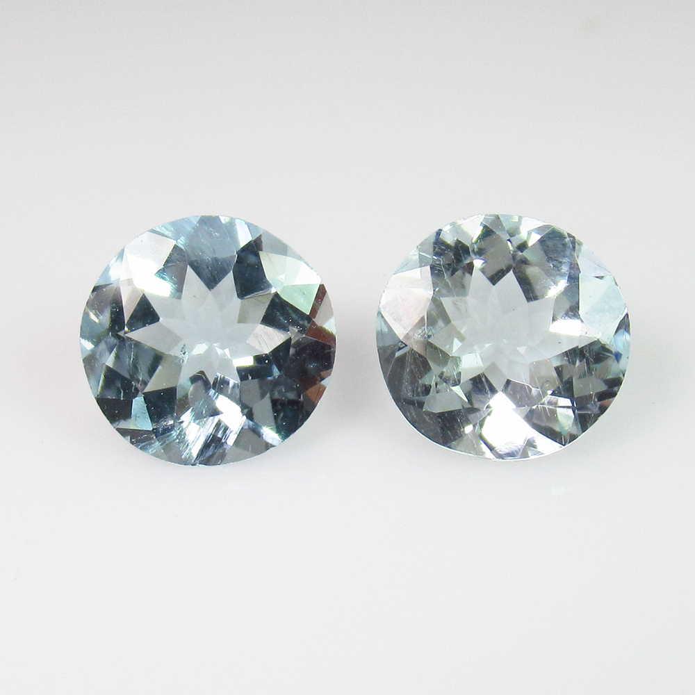 3.68 Ct Natural Aquamarine Matching Round Pair (1 of 2)