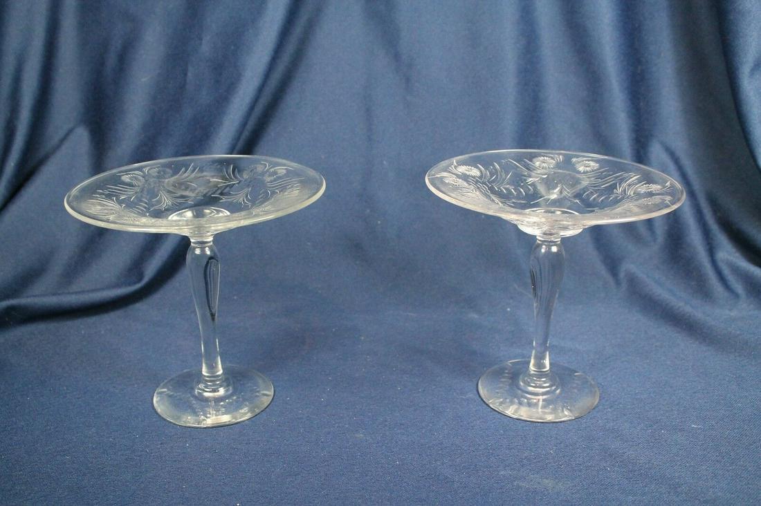 ABP FINELY CUT COMPOTES /COMPORT: Title: ABP FINELY CUT COMPOTES /COMPORT ~HAWKES~LIBBY~SINCLAIRE~PAIRPOINT set of 2 Descritpion: We are pleased to offer this lovely pair of American Brilliant Cut Glass Compotes/Comports. Standing 6-1