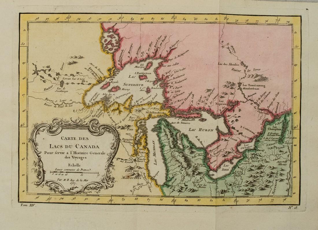1754 Bellin Map of the Great Lakes Region -- Carte des (1 of 1)