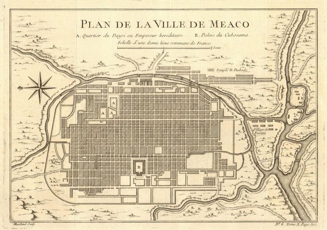 Plan de la Ville de Meaco'. Kyoto town city plan, (1 of 2)