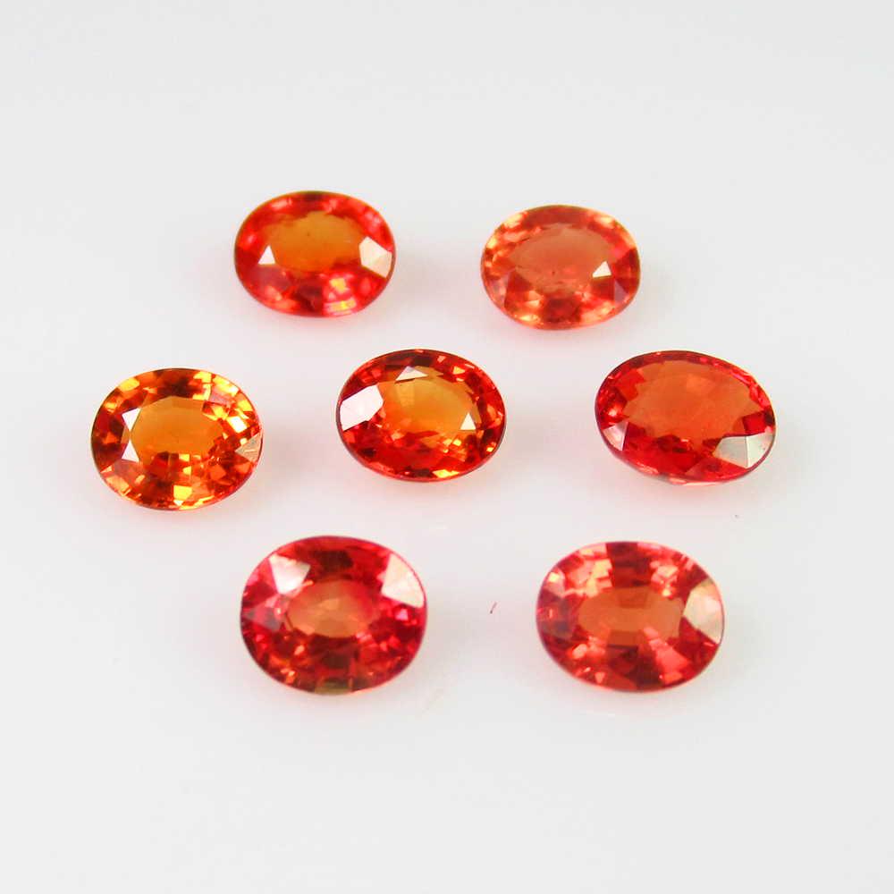 2.94 Ctw Natural 7 Reddish Orange Sapphire Oval Set (1 of 3)