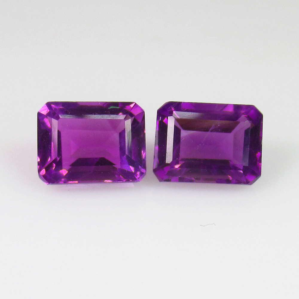 3.44 Ctw Natural Purple Amethyst Octagon Pair (1 of 2)