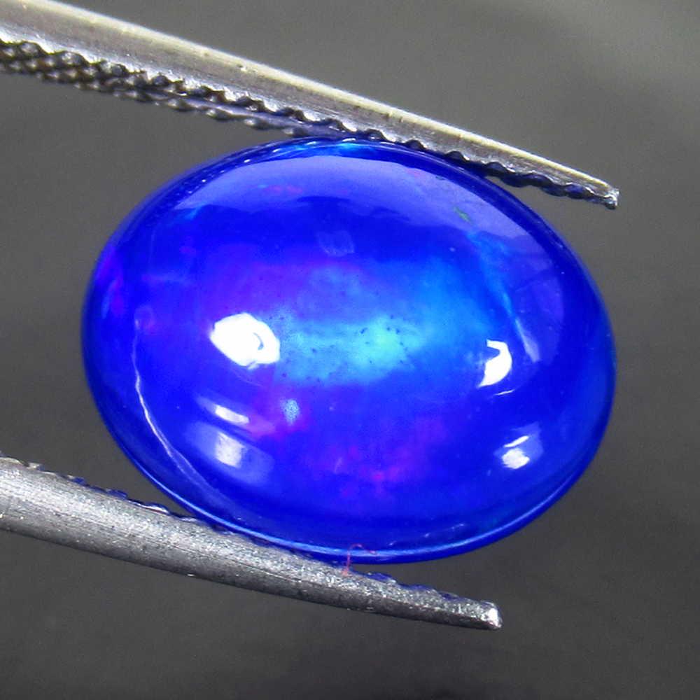 2.27 Ct Genuine Ethiopian Blue Fire Opal Oval Cab (1 of 2)