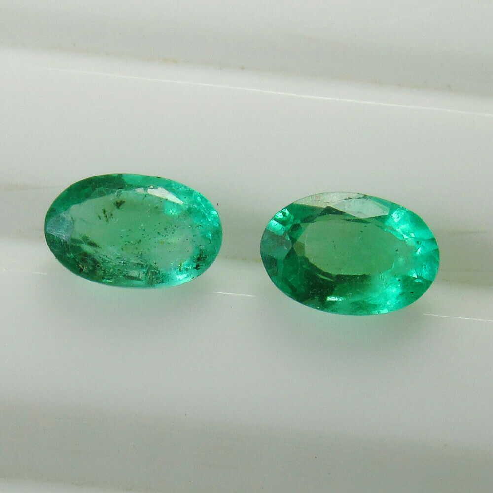 0.82 Ct Genuine Zambian Emerald 6X4 mm Oval Pair (1 of 2)