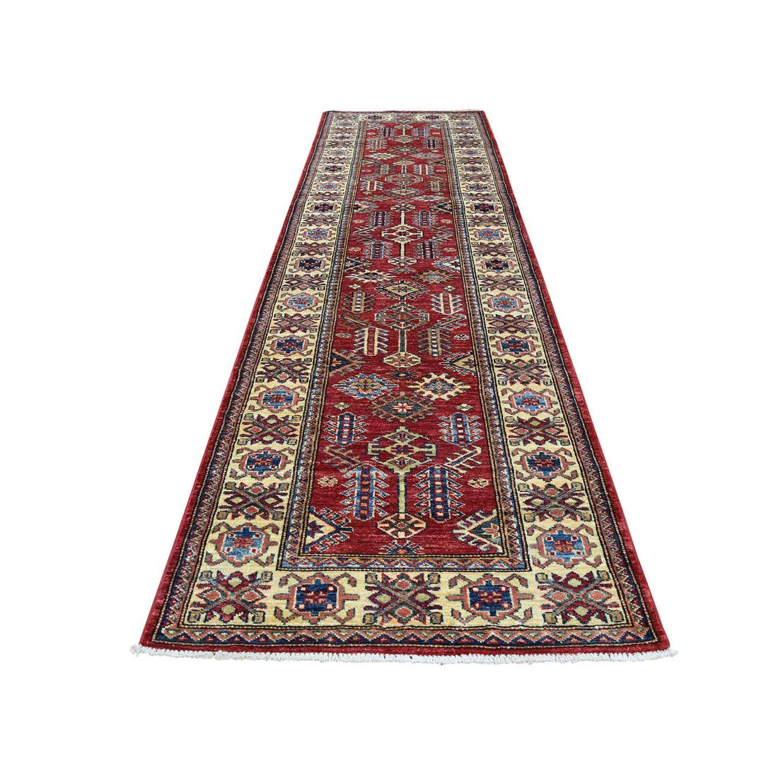 Hand-Knotted Super Kazak Tribal Design Pure Wool Runner (1 of 7)