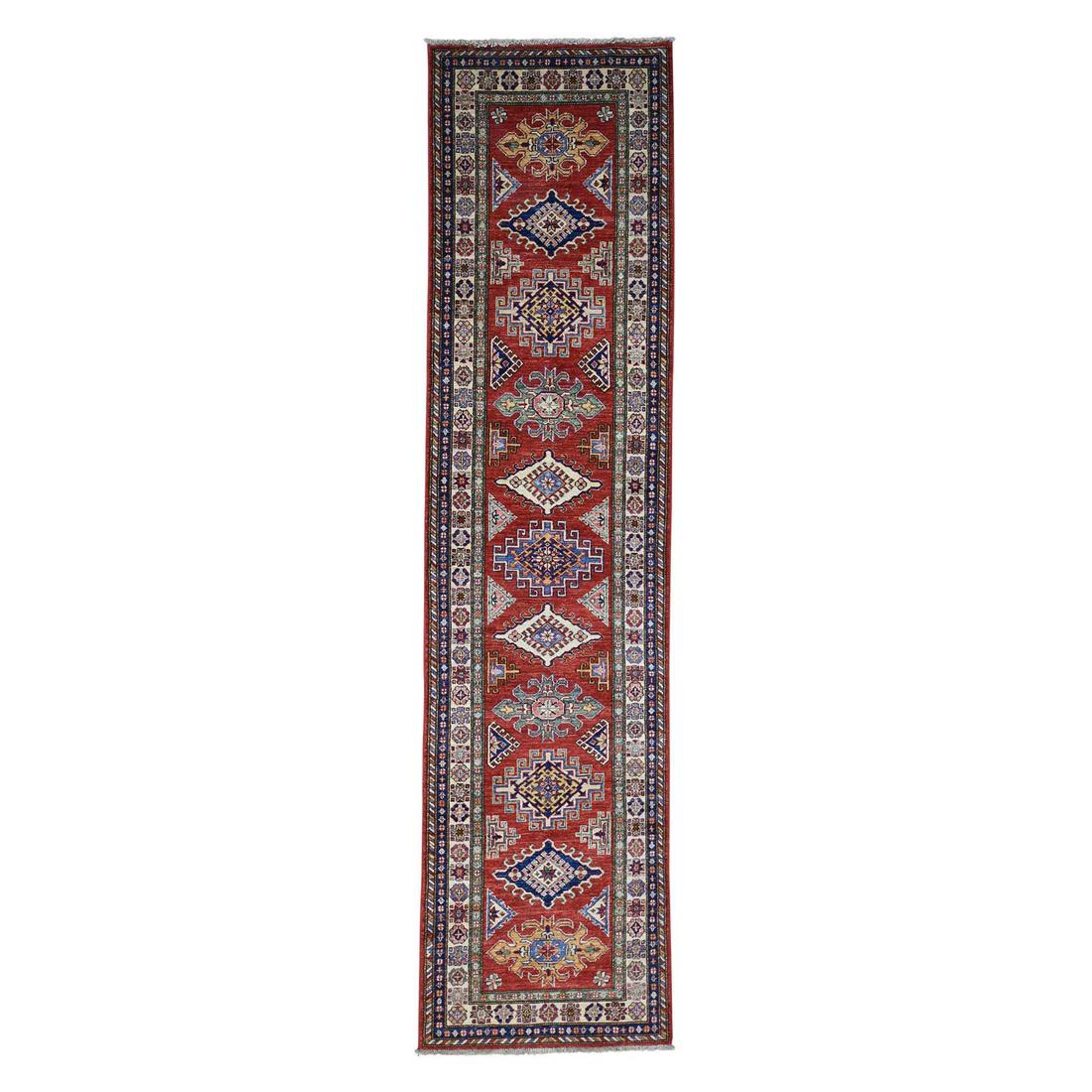Red Super Kazak Hand Knotted Pure Wool Oriental Runner (1 of 12)