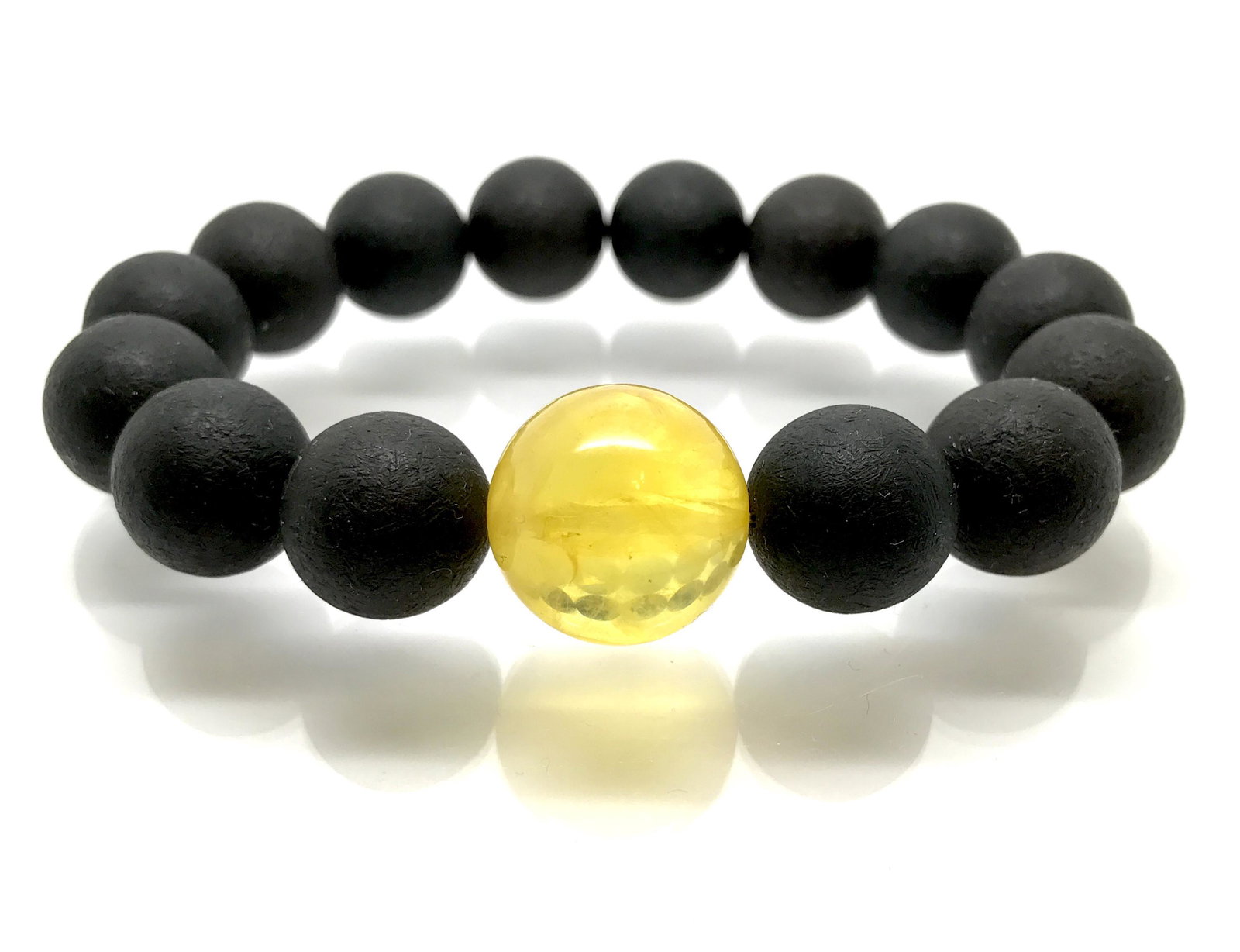 Baltic amber Bracelet Black&Lemon Colour (1 of 7)