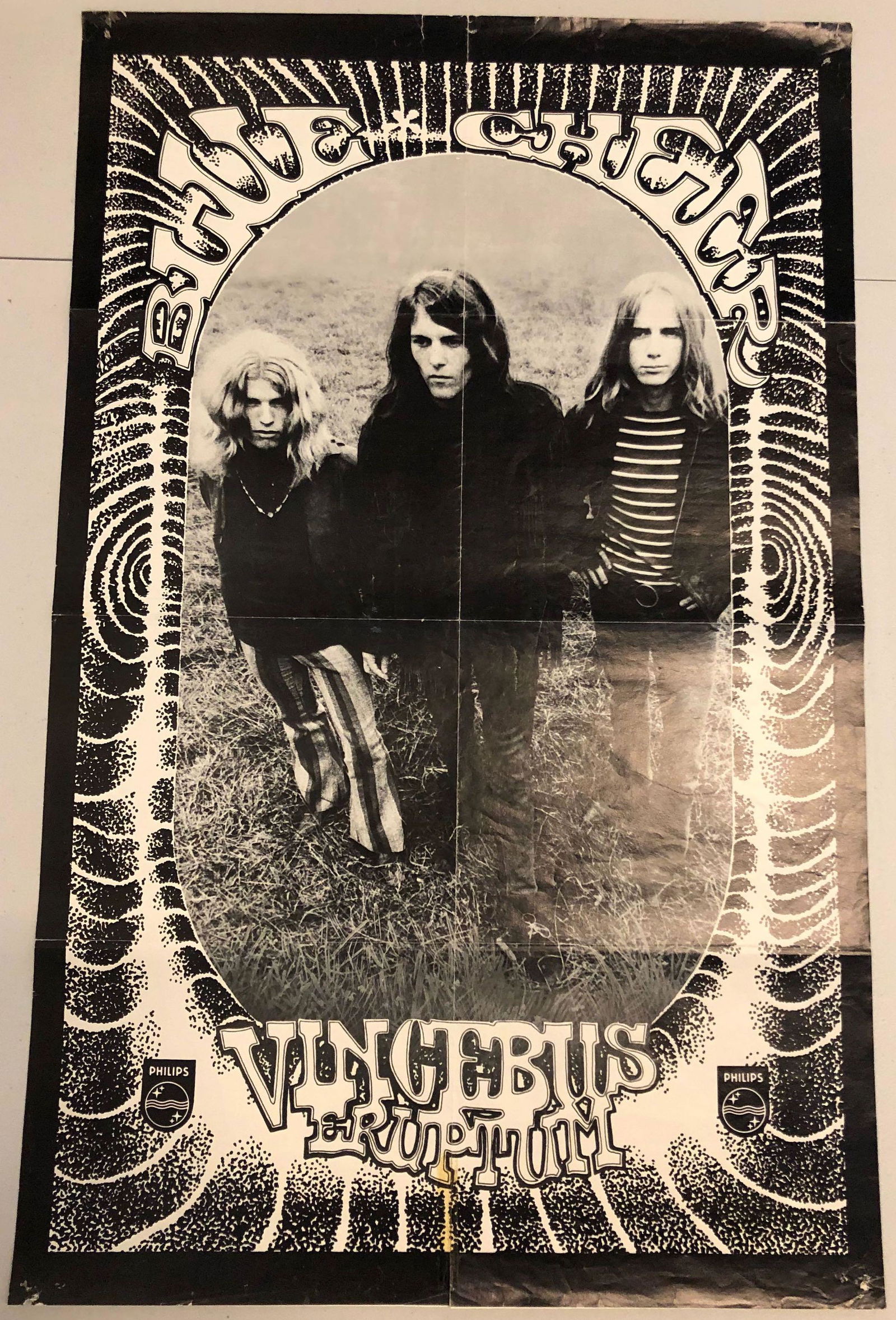 PHILIPS - BLUE CHEER POSTER - vincebus eruptum: Title: BLUE CHEER POSTER - vincebus eruptum Artist: PHILIPS Printing Date: 1968 Medium: LITHO Size/Format: Additional Info: RECORD STORE PROMO ! Vincebus Eruptum (/v???ke?b?s ??r?pt?m/; pseudo-Latin)