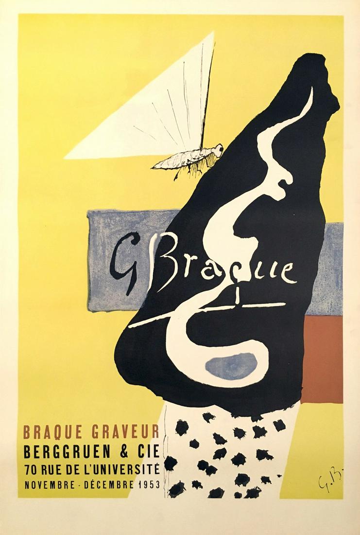 George Braque - Berggruen & Cie: Title: Berggruen & Cie Artist: George Braque Printing Date: 1953 Size/Format: 30 x 20 in. Additional Info:This is an Original Vintage Poster; it is not a reproduction. This poster has been printed on 