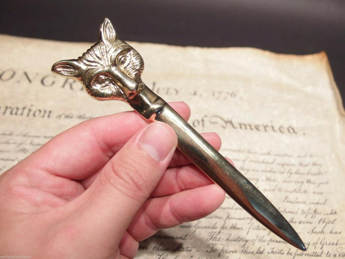 Brass Fox letter opener Hunting Desk Collectible Dec 17, 2019 Jasper52 in NY