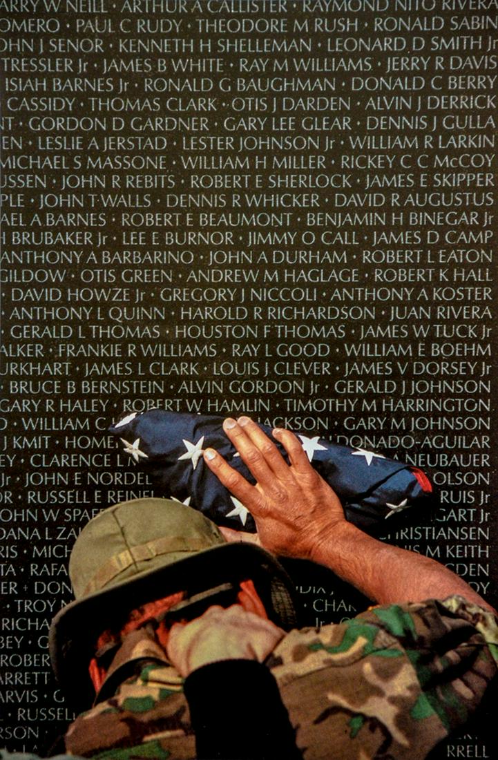 PETER MARLOW - Vietnam Memorial Wall: Artist: Peter Marlow Title: Vietnam Memorial Wall Medium: Photo Litho, 1989, Great Britain Dimensions: 7.5x11.25" Heat Wax Mounted on 12x16" Conservation Board Peter Marlow (1952 - 2016) was a British