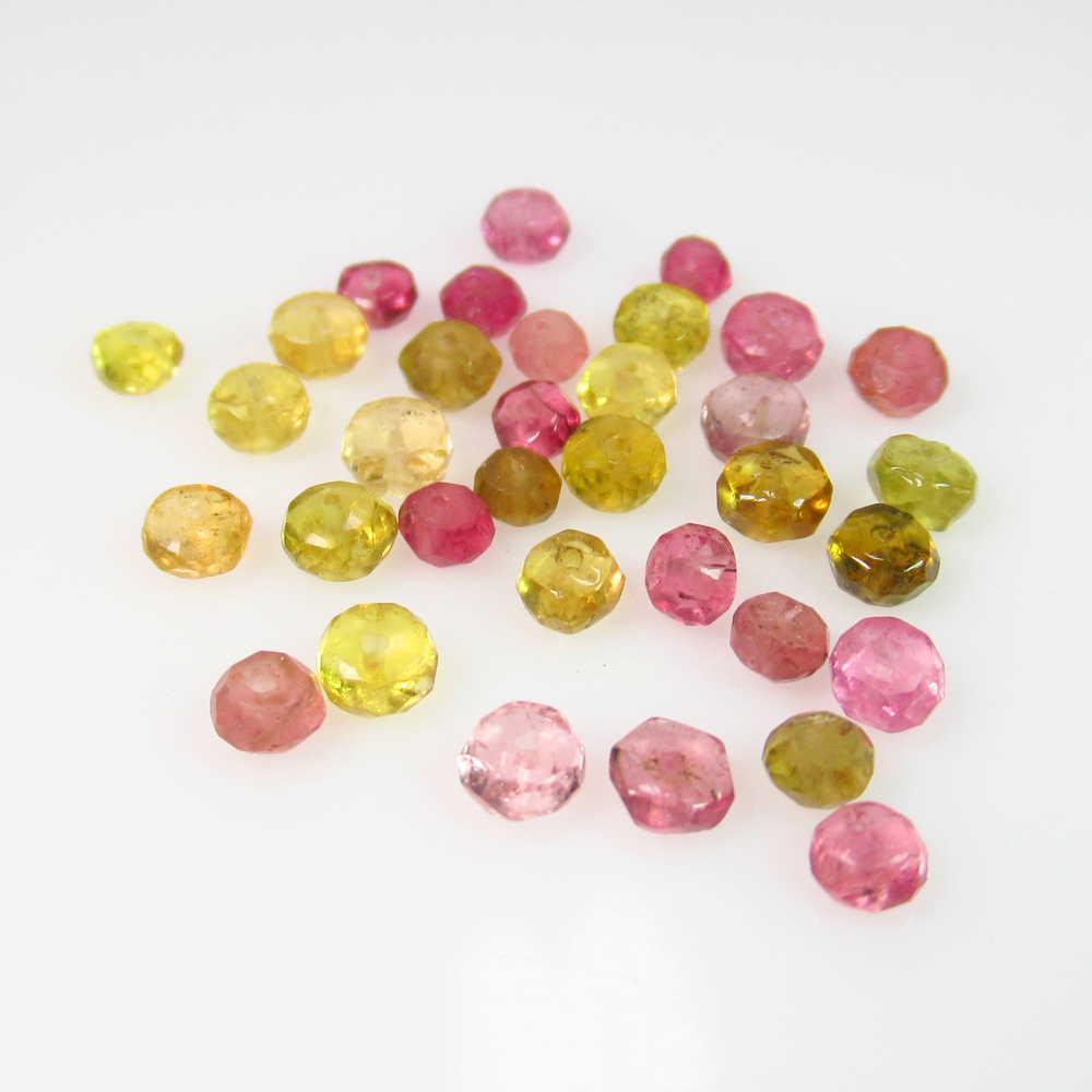 6.43 Ct Genuine 35 Drilled Multi-Color Tourmaline Round (1 of 2)