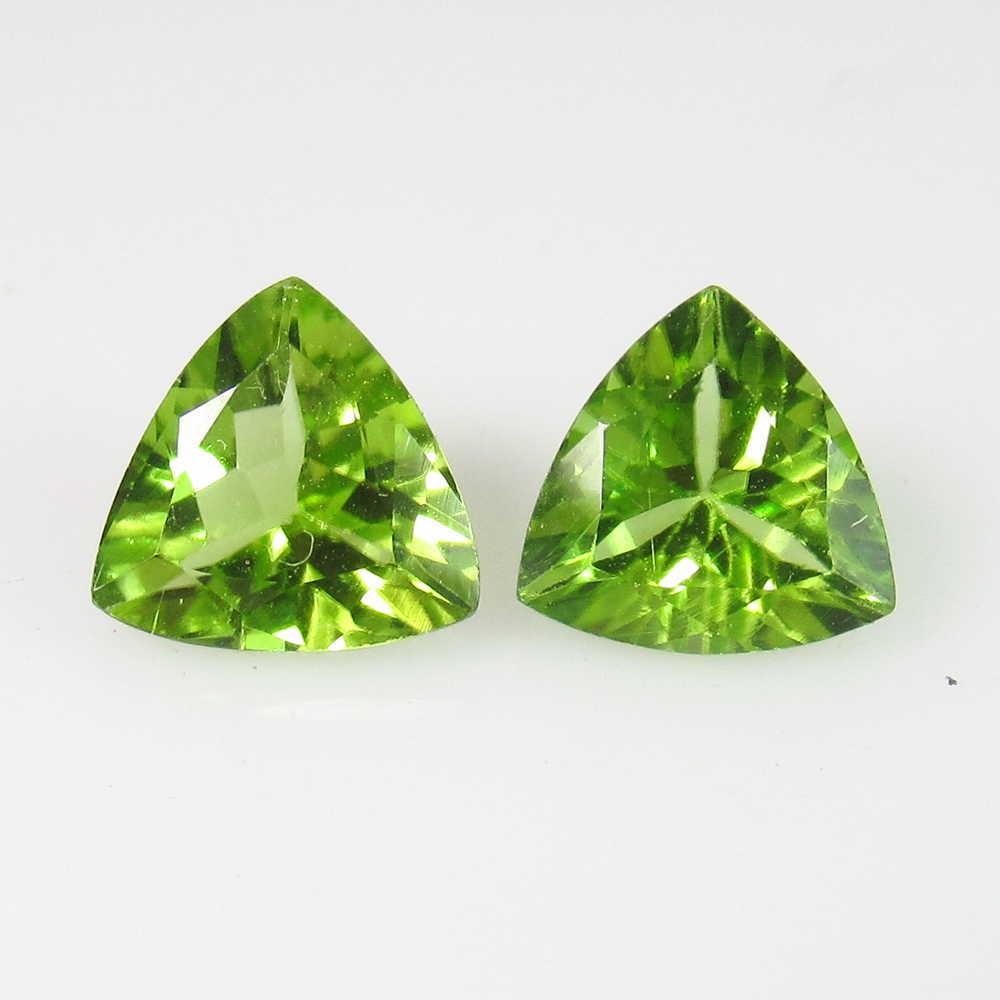 2.37 Ct Genuine Pakistan Peridot Trillion Pair (1 of 2)