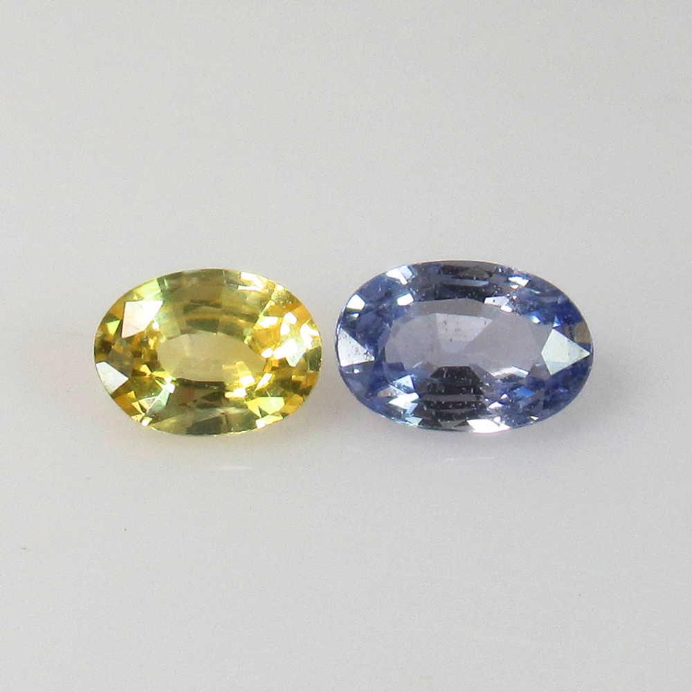 0.97 Ct Genuine Ceylon Yellow,Blue Sapphire Oval Pair (1 of 2)