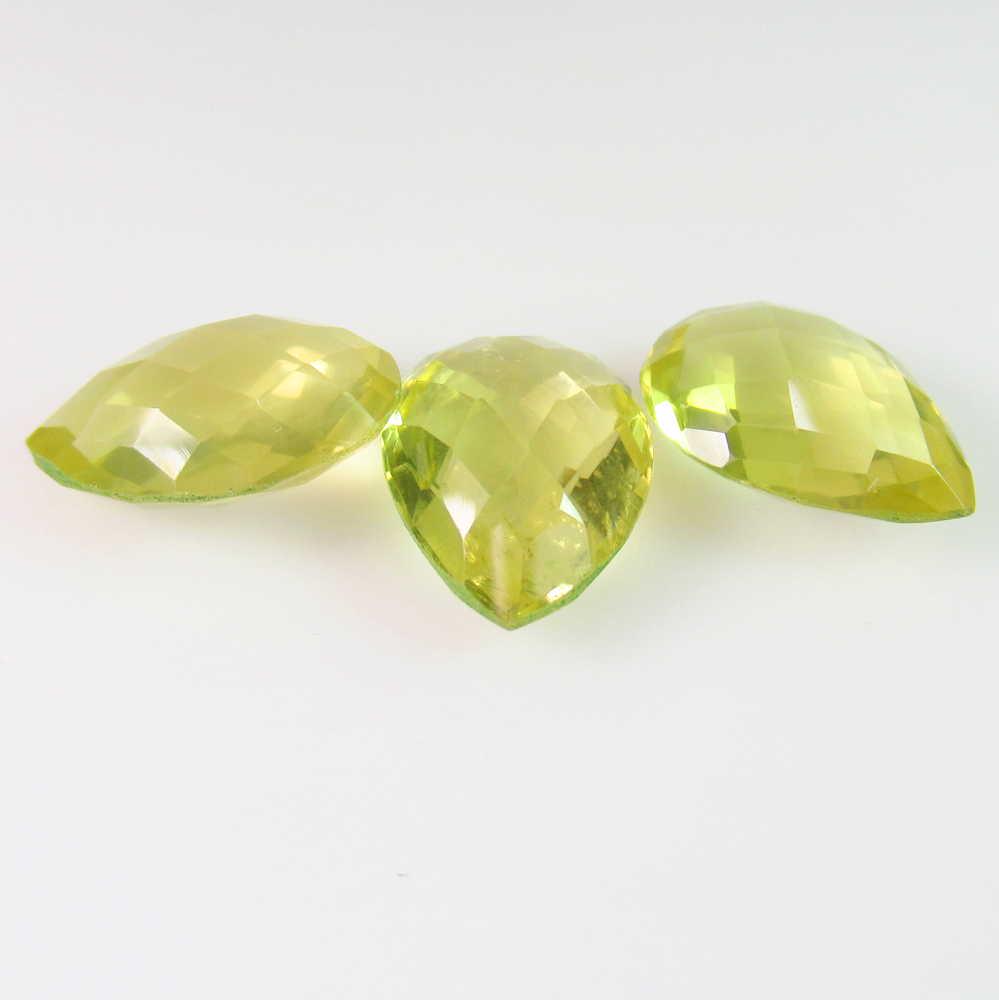13.41 Ct Genuine Lemon Quartz Pear Checkerboard Set (1 of 2)