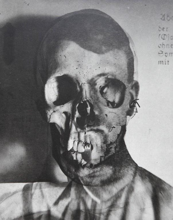 ERWIN BLUMENFELD - Hitler portrait as skull -: Artist: Erwin Blumenfeld Title: Hitler portrait as skull - AMSTERDAM 1932 Date Printed: 1979 Medium: Heliogravure Printer Location: Milan, Italy Additional Info: 27.9 x21.9 cm - 10 x8.6 inch, With tis