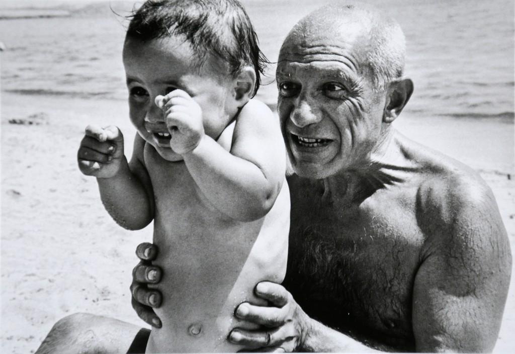 ROBERT CAPA - Pablo Picasso with his son Claude.: Artist: Robert Capa Title: Pablo Picasso with his son Claude. Golfe-Juan, 1951 Date Printed: 2008 Medium: Photo Litho with Copyright Robert Capa/Magnum Photos Printer Location: Italy Additional Info:
