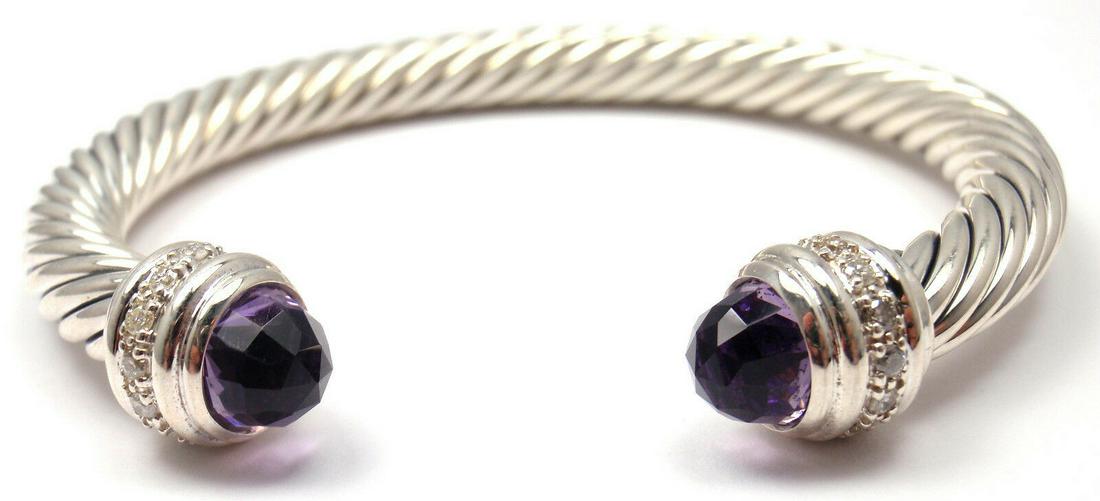 David Yurman 7mm 925 Sterling Silver Diamonds Amethyst (1 of 9)