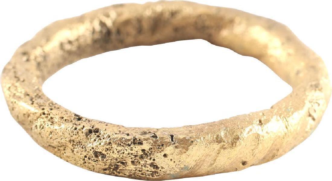 VIKING TWISTED RING C.866-1067 A.D. SIZE 9: Cambridgeshire, England, where the Vikings first invaded and conquered the Anglo Saxon natives. Size 9 with bold rope twist motif to the outside full circumference. The spiral or helix was a favorite