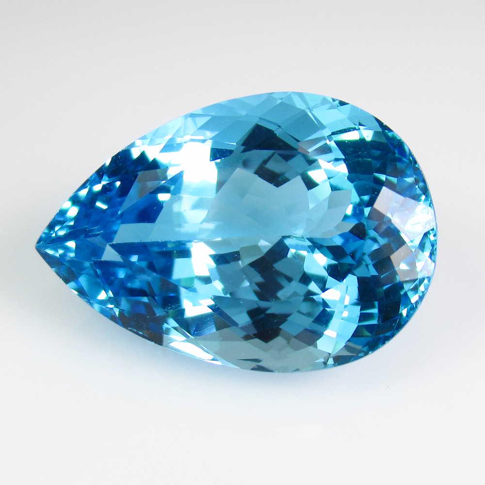 32.06 Ctw Natural Swiss Blue Topaz 24X16.5 mm Pear Cut (1 of 4)
