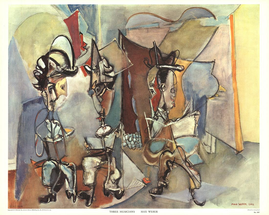 Max Weber: Three Musicians: Artist: Max Weber Title: Three Musicians Description: Three Musicians by Max Weber, 1975 Unsigned Offset Lithograph. Paper size is 18.75 x 23.5 inches, with an image size of 17.75 x 22 inches. The Off
